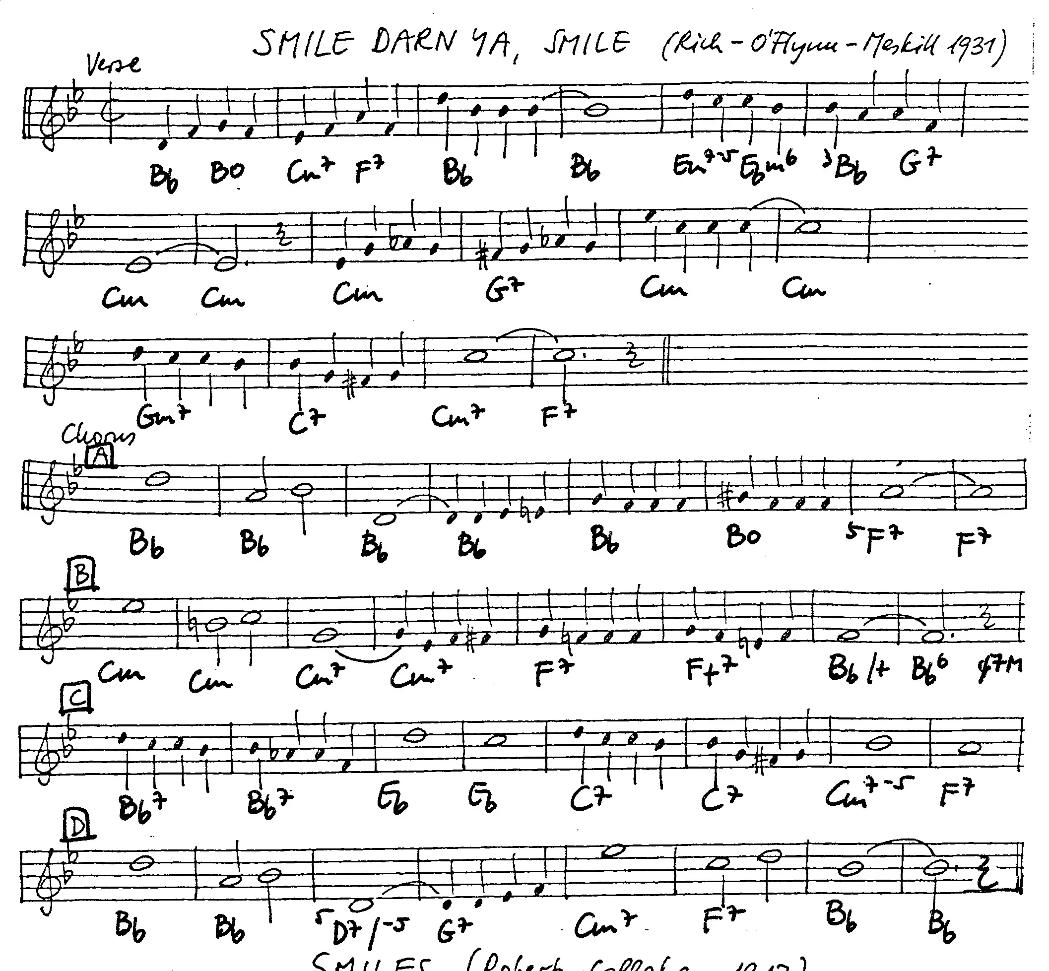 smile darn you smile free jazz leadsheet - Courtesy of the Jungle Jazz Band
